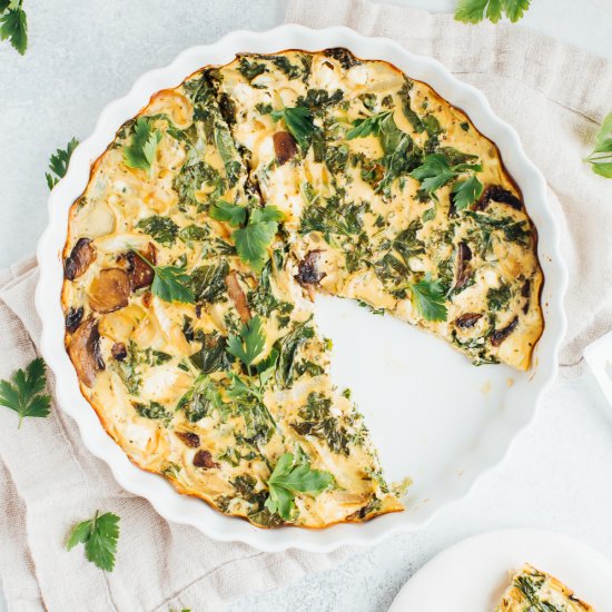 Kale and Feta Crustless Quiche