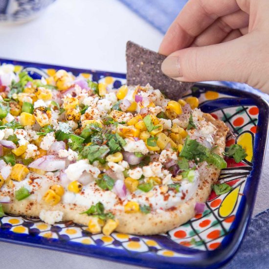 Lightened Up Elote Corn Dip