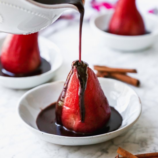 Red Wine Poached Pears