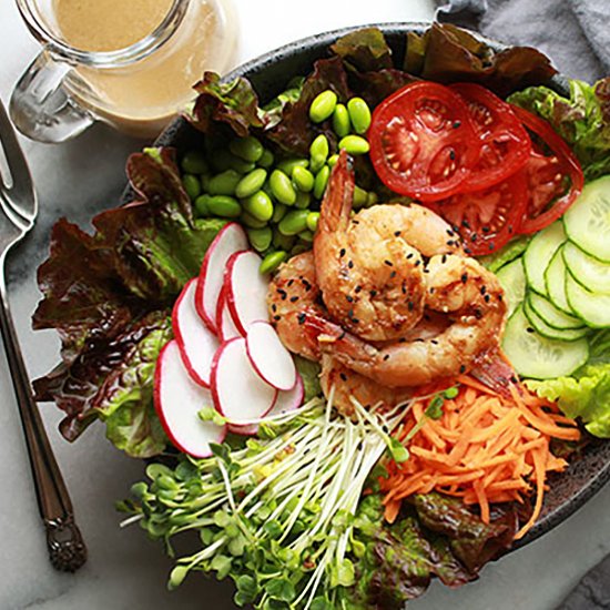 Grilled Miso Shrimp Garden Salad