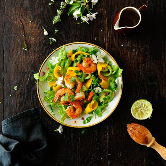 shrimps and rum pickled mango salad