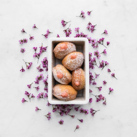 Strawberry & Rhubarb Filled Donuts