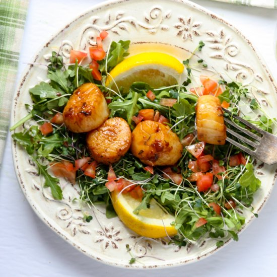 Pan Seared Scallops in Chardonnay