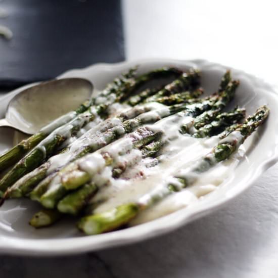 Roasted Asparagus + White Cheddar