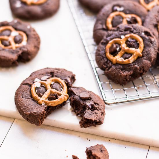 Double Chocolate Pretzel Cookies