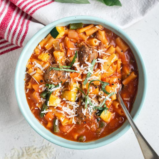 Meatball minestrone soup