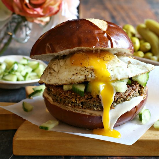 Falafel and Egg Breakfast Sandwich