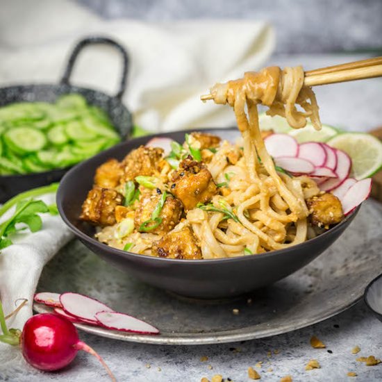 Sesame Noodles with Crispy Tofu