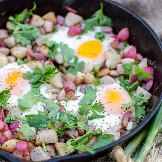 Spring Roots with Fried Eggs