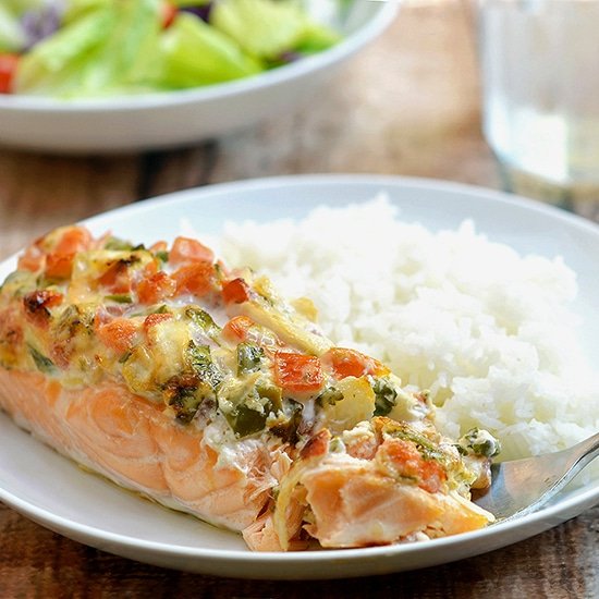 Salmon with Salsa Mayo Topping