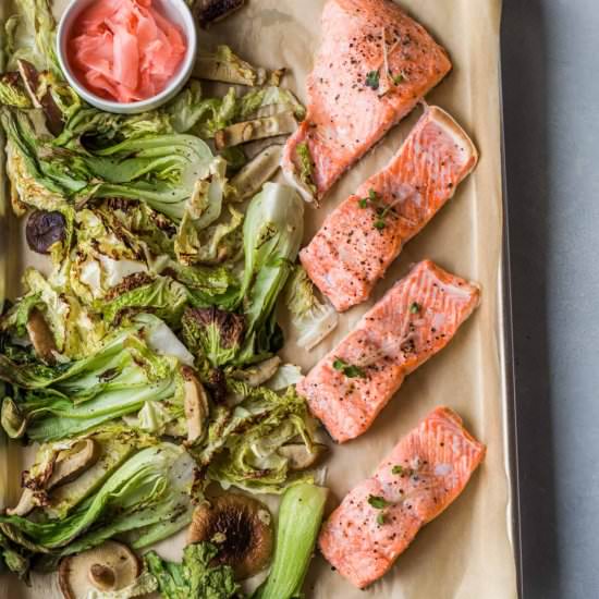 Sheet Pan Salmon with Ginger Butter