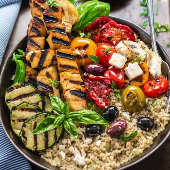 Chicken Souvlaki Quinoa Bowls