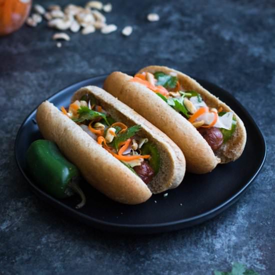 Bahn Mi Hot Dogs with Hoisin Sauce