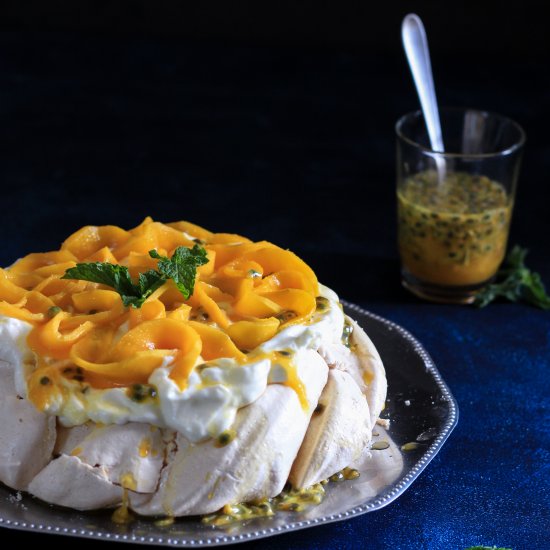 Mango Passion Fruit Pavlova