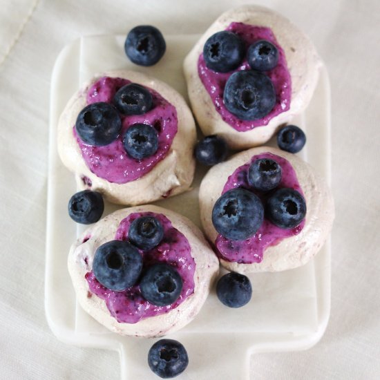 Vegan Mini Blueberry Pavlovas