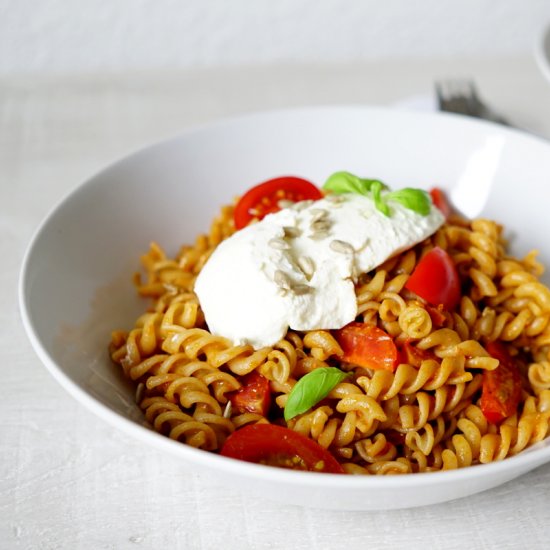 Fusilli with Pesto Rosso & Ricotta