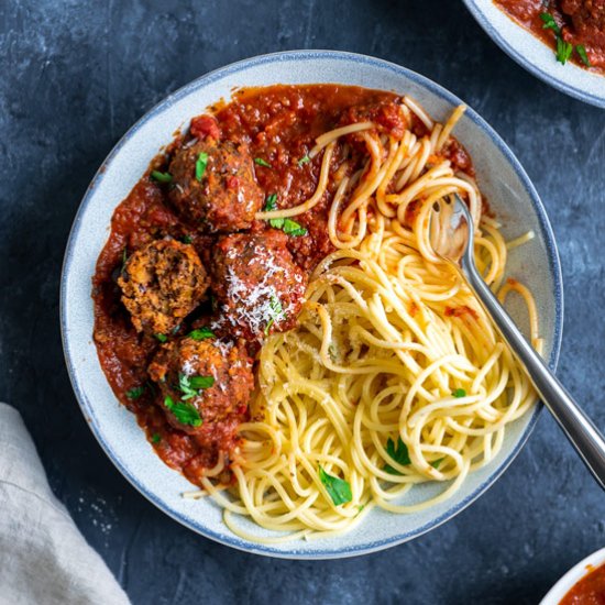 Spaghetti and Lentil Meatballs