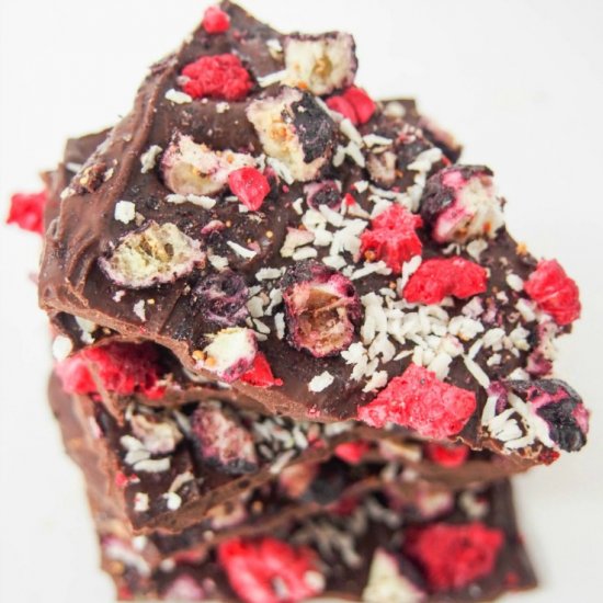 Blueberry raspberry chocolate bark