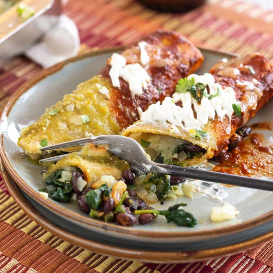 Spinach and Black Bean Enchiladas