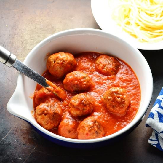 Turkey Meatballs+Red Pepper Sauce