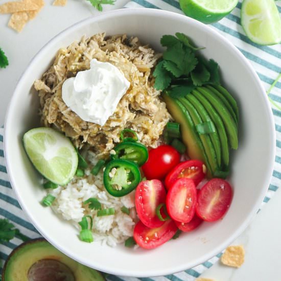 Tomatillo Chicken and Rice Bowls