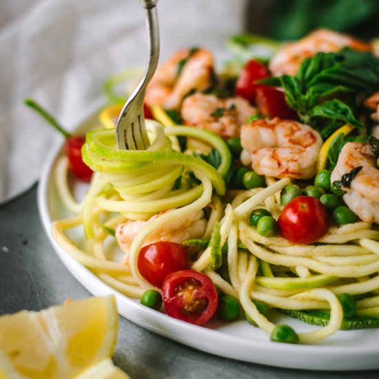 Lemon Basil Shrimp Zucchini Noodles