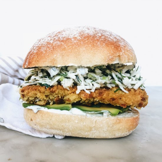 Sourdough Crumbed Fish Burger