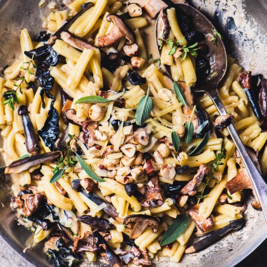 Wild Mushroom Pasta with Hazelnuts