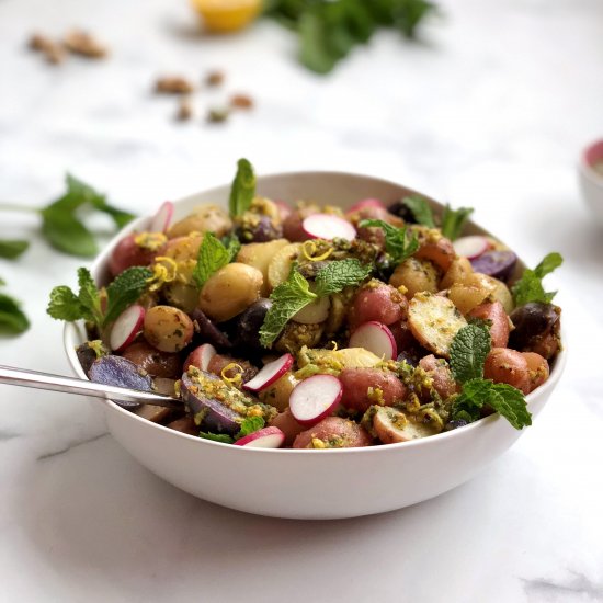 lemony mint pesto potato salad