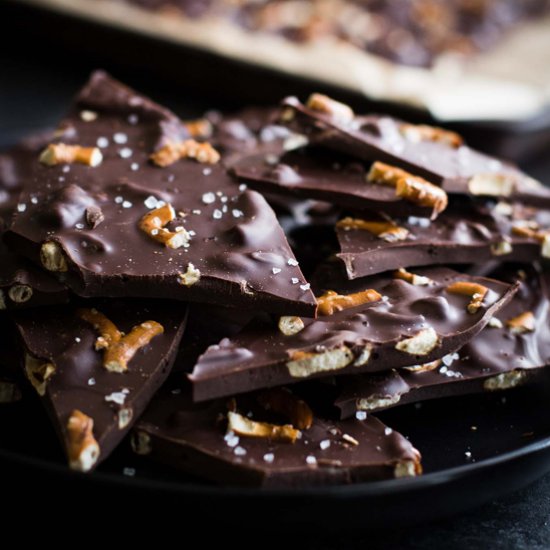 Dark Chocolate Pretzel Bark