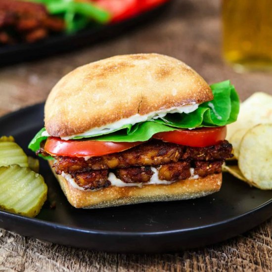 Vegan BLT with Baked Tempeh Bacon