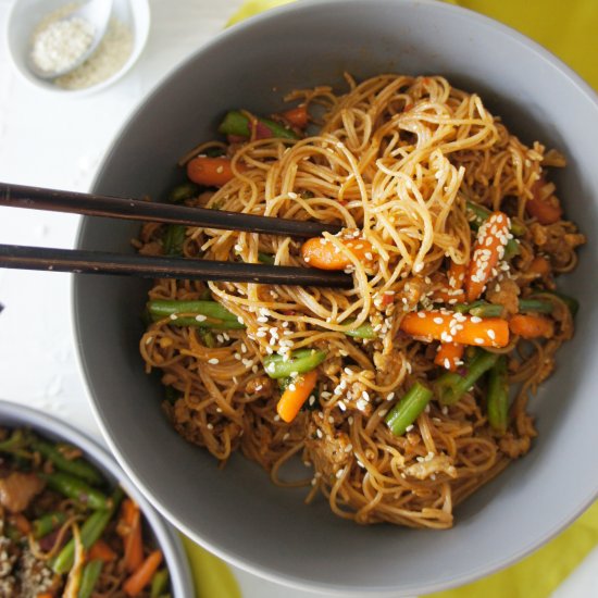 Brown Rice Noodle Stir fry