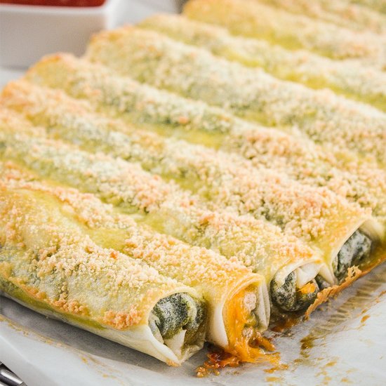 baked spinach spring rolls