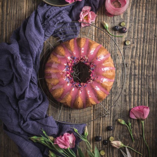 Blueberry and poppy seed bundt cake