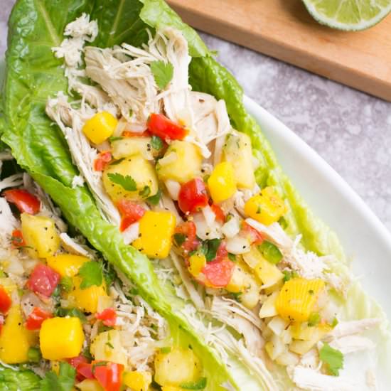 Pineapple Mango Salsa Chicken Wraps