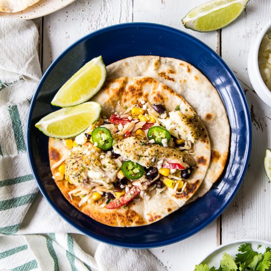 Blackened Fish Tacos with Slaw