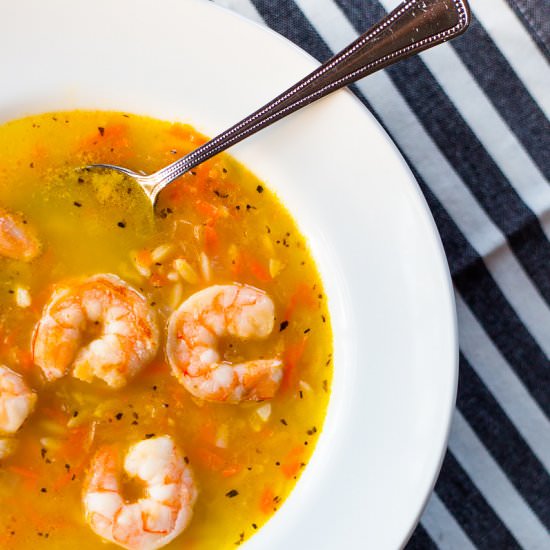 Lemon Orzo Soup with Shrimp