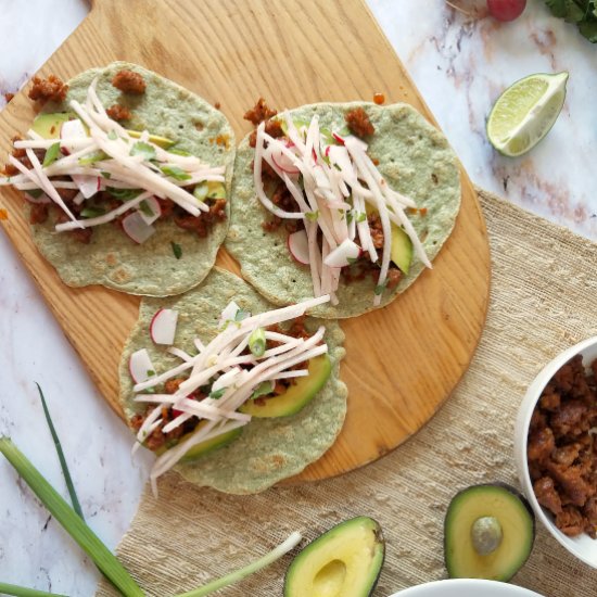 Chorizo Tacos & Radish-Jicama Slaw