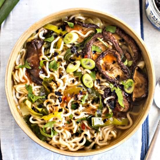 Beery shiitake mushroom noodle soup