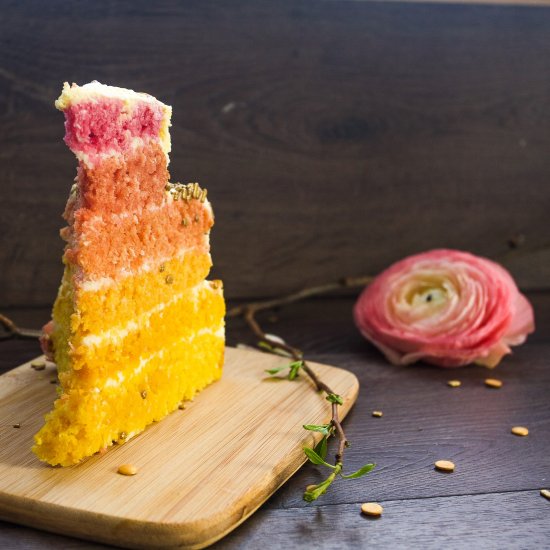 Layered coconut ombre cake