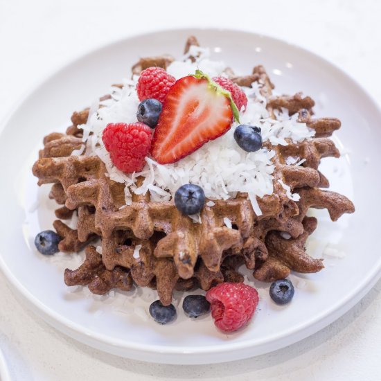 Chocolate Waffles with Berries