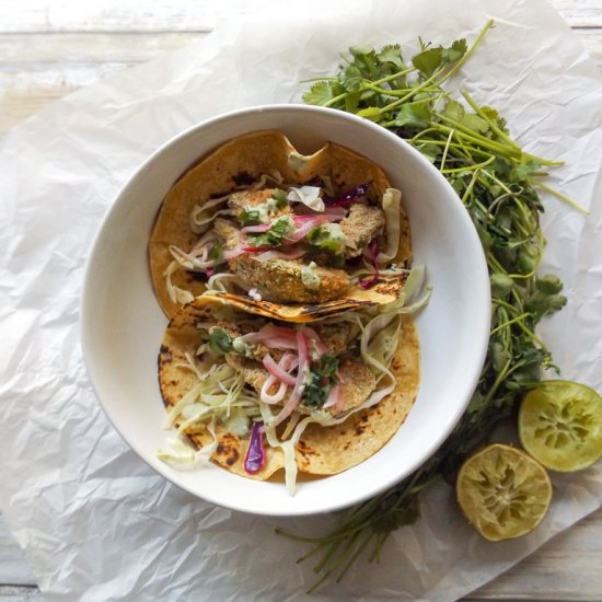 Baked Avocado Tacos w Cabbage Slaw