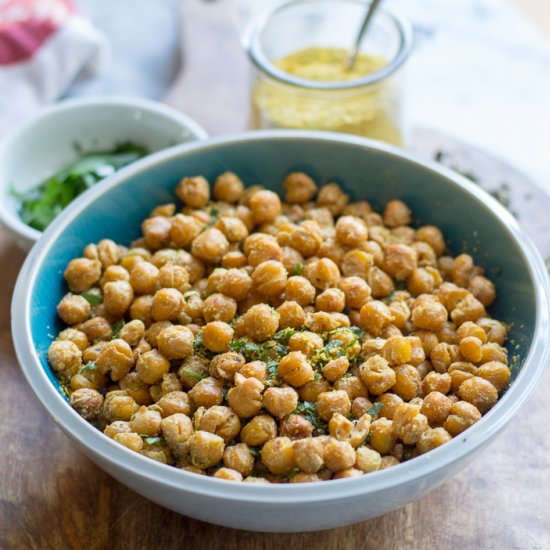 “Cheesy” Crispy Chickpeas