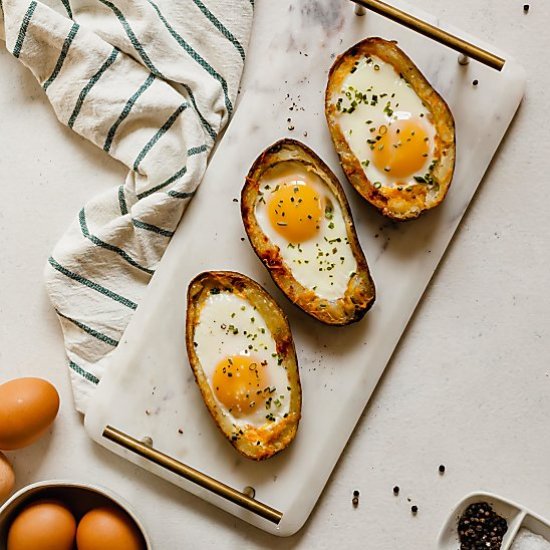 Vegetarian Potato Skin Egg Boats