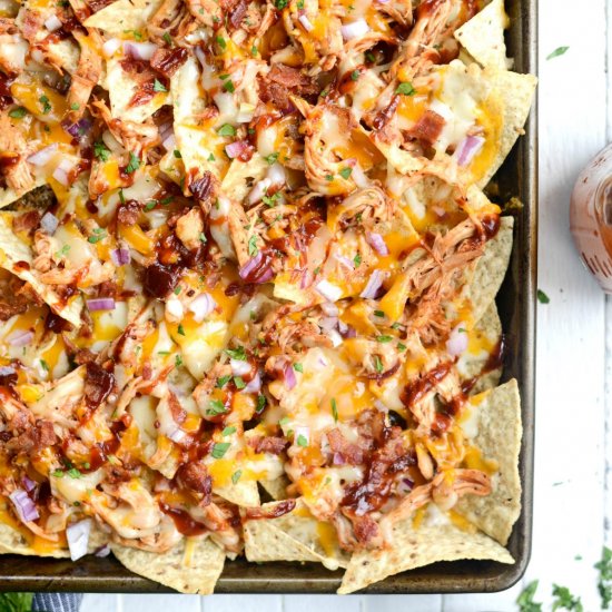 Sheet Pan BBQ Chicken Nachos