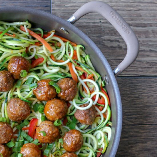 Korean BBQ Meatballs with Zoodles