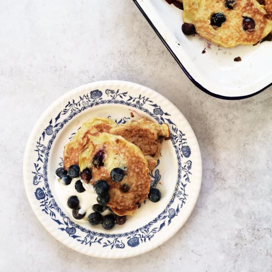 Blueberry and coconut pancakes