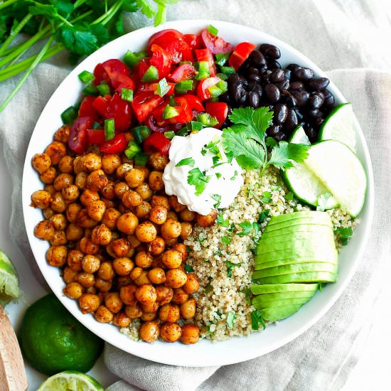 Roasted Chickpea Quinoa Taco Bowls