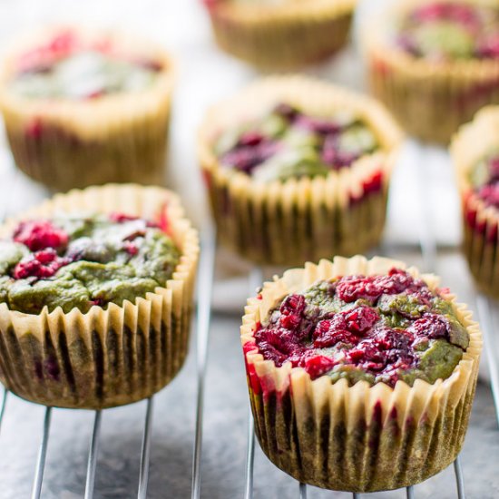 Matcha Raspberry Blender Muffins