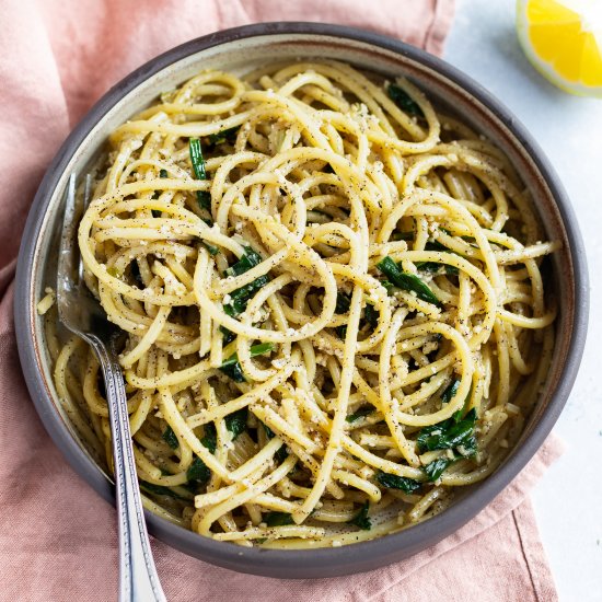 Cacio e Pepe with Ramps & Lemon